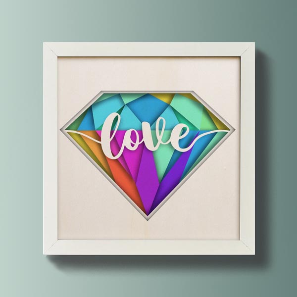 Diamond Love 3D Layered Shadow Box