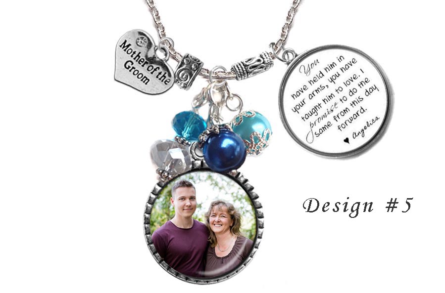 Personalized Mother of the Groom Photo+Quote Necklace