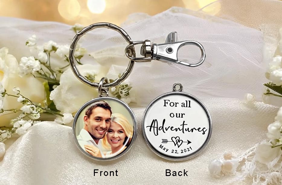 Wedding Keychain Gift for Groom with Personalized Quotes And Photo